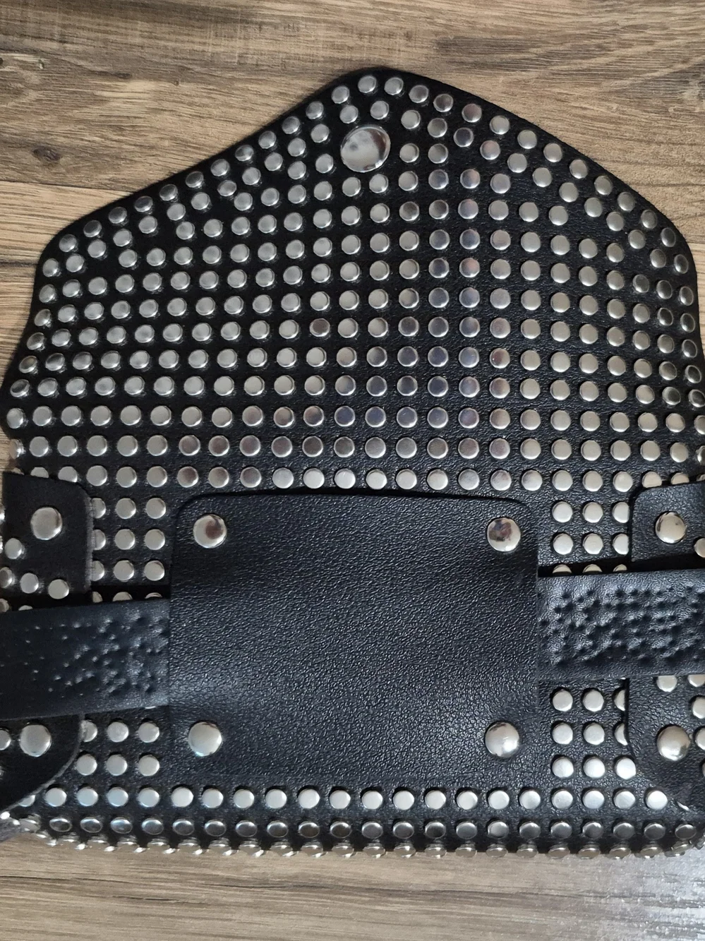 OLD NAVY-Studded Black Belt & Belt Bag & Silver Metallic Belt Pouch Set.